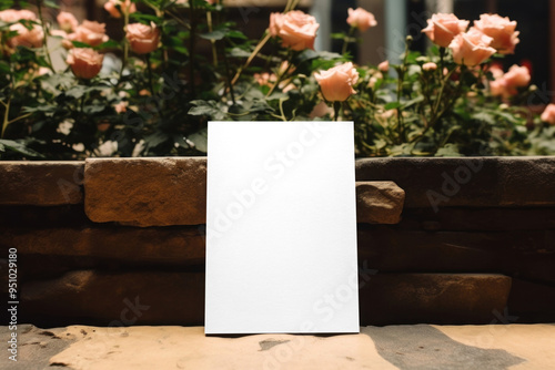 Elegant garden-themed blank  png mockup, transparent design photo