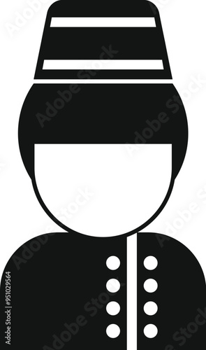 Simple icon of a hotel boy wearing a uniform with buttons and a traditional taqiyah hat