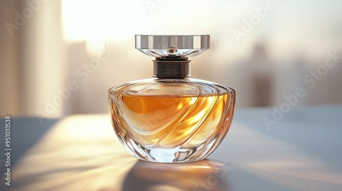 A close-up photo of a perfume bottle. This image can be used for advertisements, websites, or social media posts about perfumes.