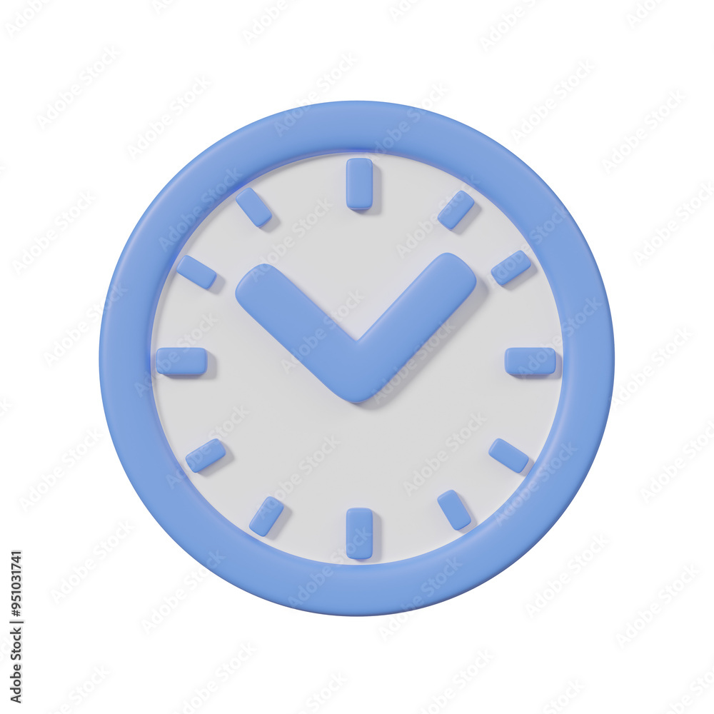 3D illustration with a simple blue circle clock of efficient time tracking concept isolated on transparent background. 3D illustration with a simple blue circle clock of efficient time tracking concept isolated on transparent background.