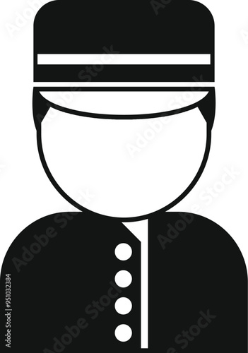 Simple black and white vector of a hotel porter wearing a uniform