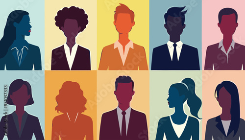 Diverse group of professionals depicted in a colorful, stylized illustration.