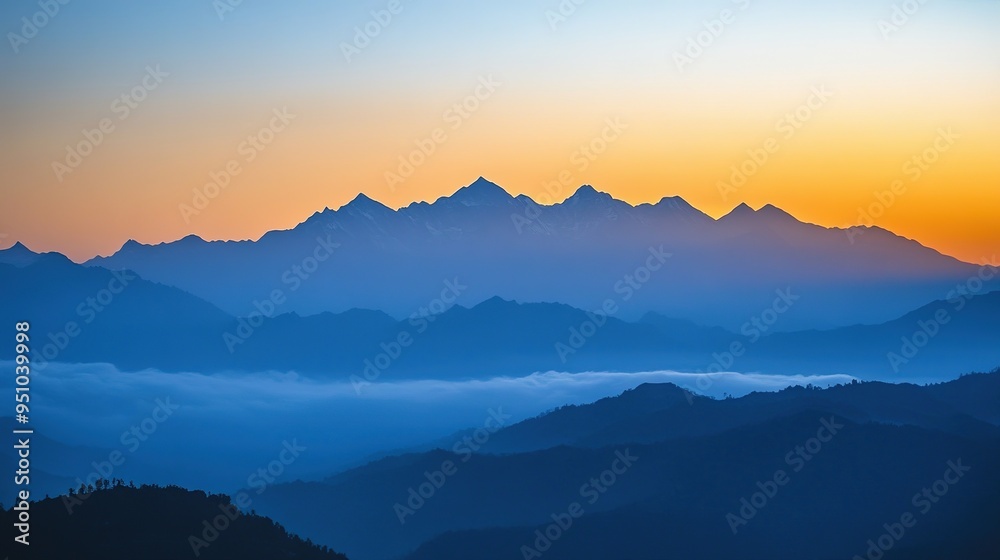 Early morning sunrise illuminating a vast valley