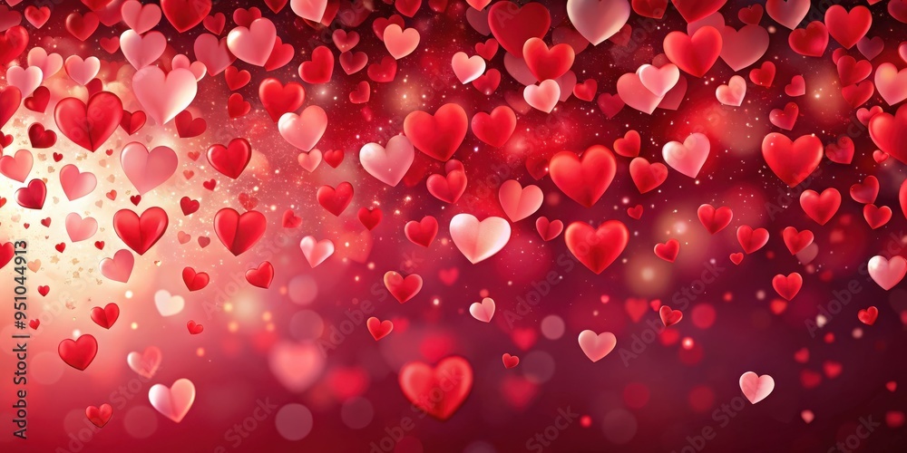 Valentine background with hearts falling on Valentine background with hearts falling on