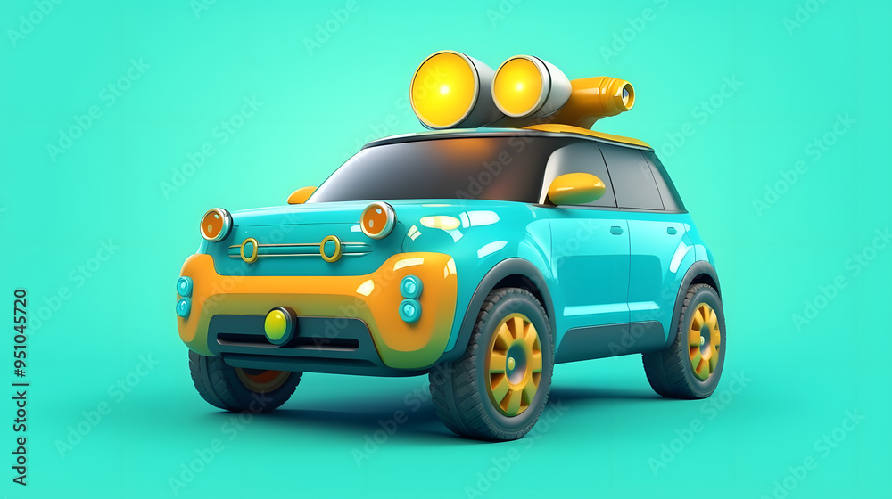 Fototapeta premium Electric Vehicle EV 3d cartoon style