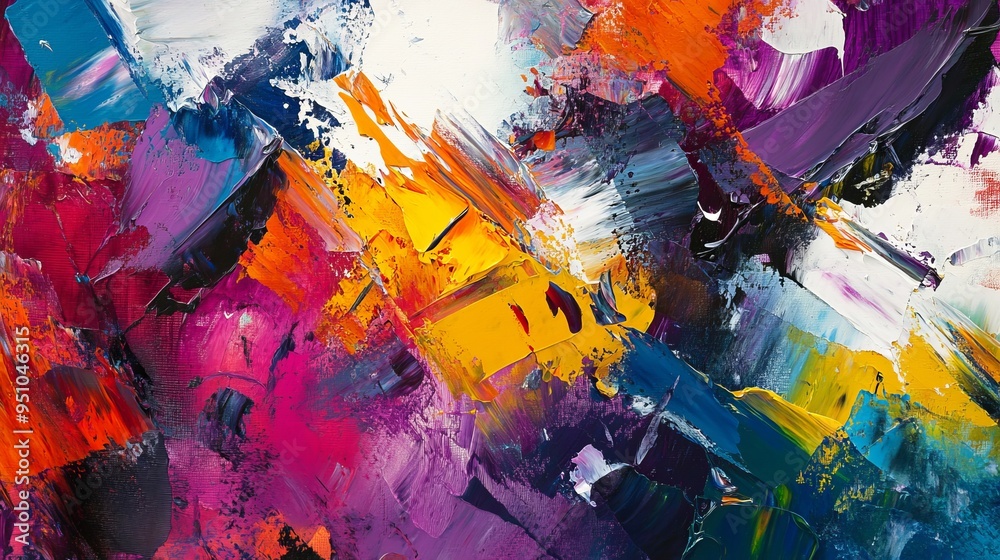 Naklejka premium Abstract Expressionism: Bold Brushstrokes & Vibrant Color Contrasts