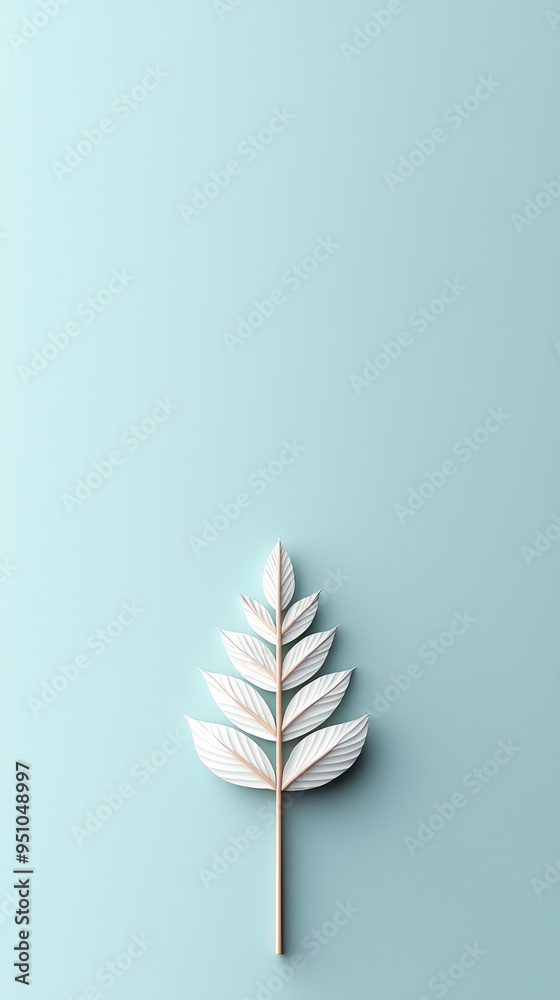 Naklejka premium Minimalist White Branch on Light Blue Background