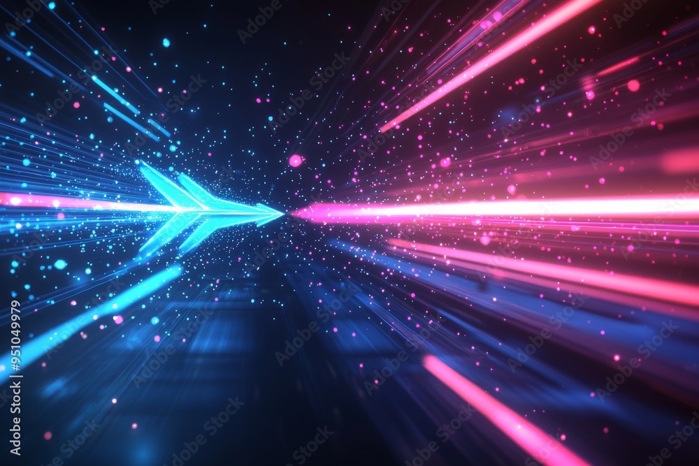 Abstract motion speed glowing effect background created with Generative AI