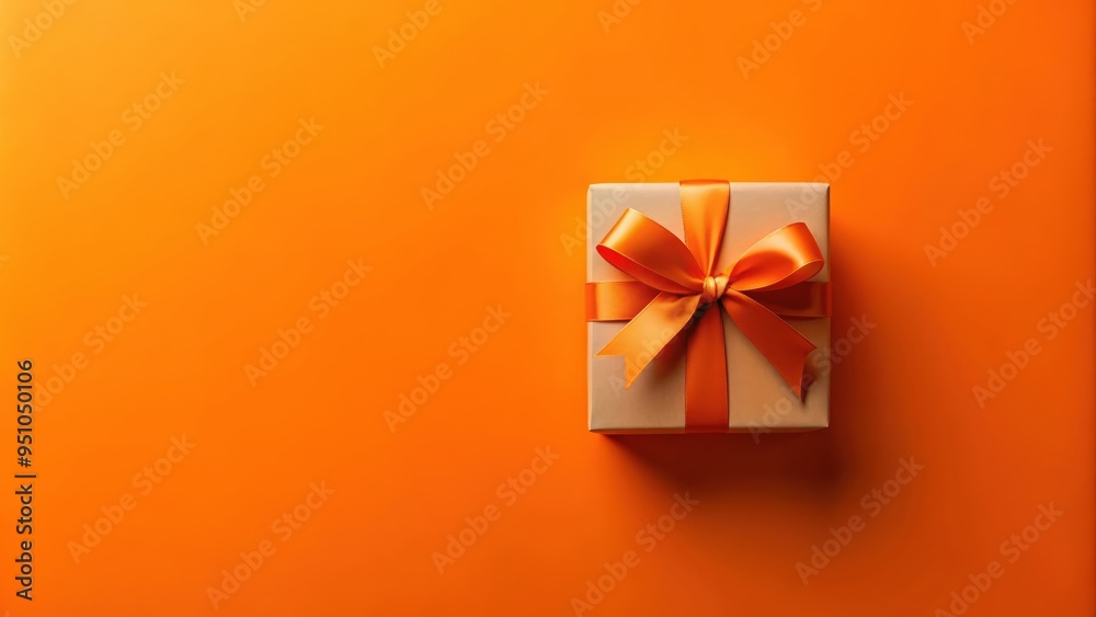 Trendy minimalistic gift on orange background with space for text, suitable for various holidays like Christmas, Valentine's Day, and birthdays Trendy minimalistic gift on orange background with space for text, suitable for various holidays like Christmas, Valentine's Day, and birthdays