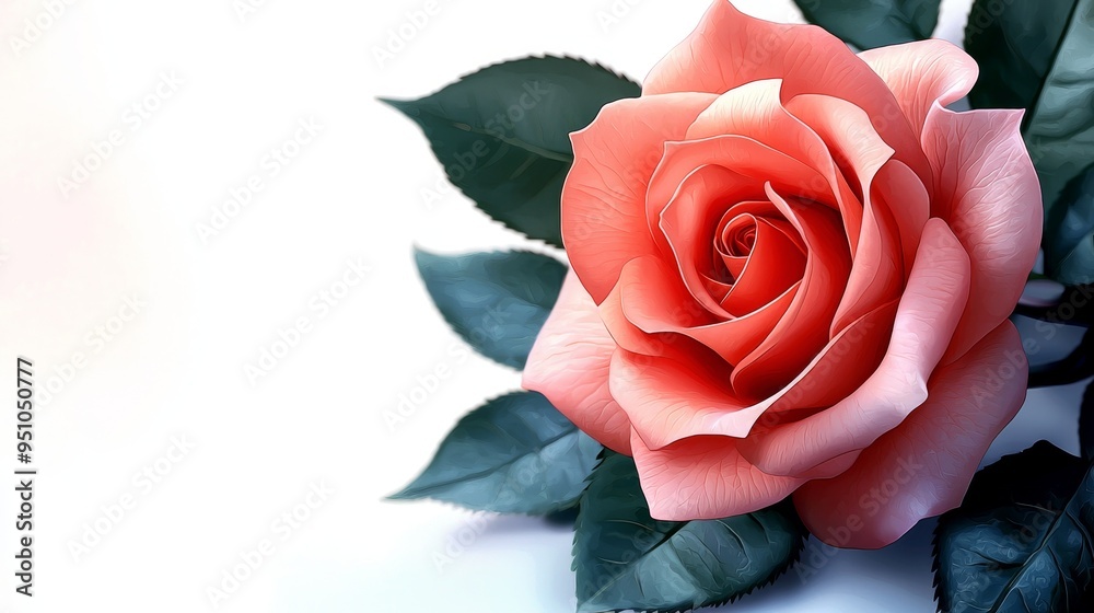 Fototapeta premium Delicate watercolor depiction of a blooming rose flower, high-quality, floral elegance, romantic petals