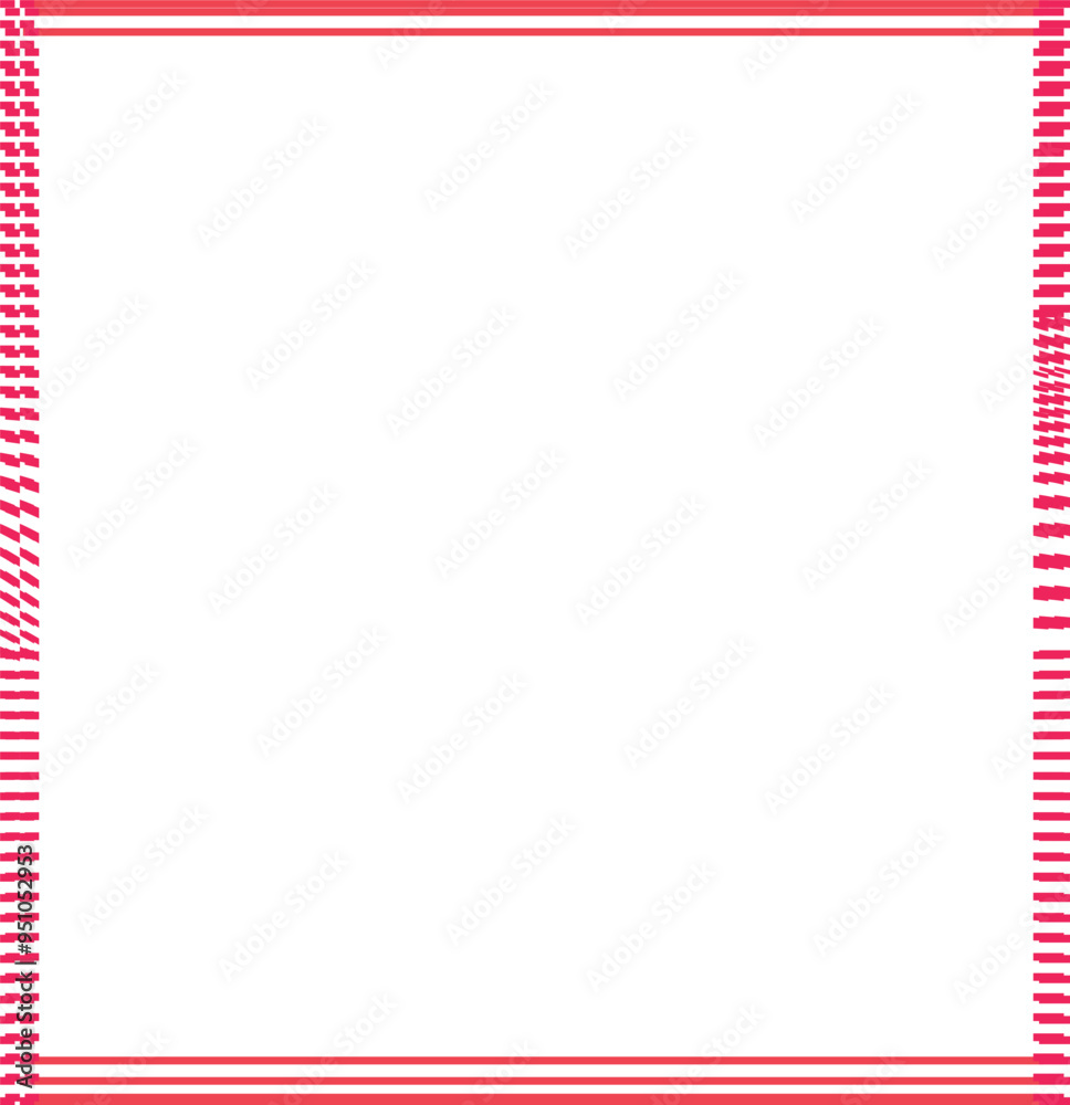 Fototapeta premium The red frame consists of lines and small dashes.
