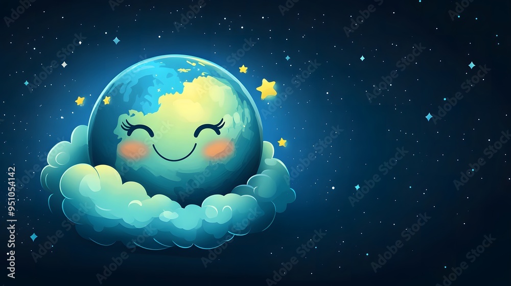 cartoon earth in space with empty space