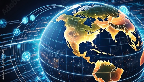 image of a glowing globe with digital lines connecting various continents, symbolizing global connectivity