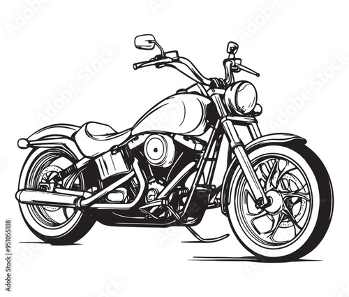 Black and white coloring book motorcycle isolated on white background