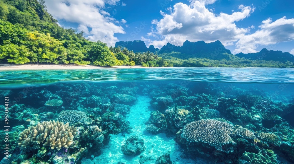 A protected coastal area with clear blue water and thriving marine ecosystems, symbolizing the importance of ocean conservation. A protected coastal area with clear blue water and thriving marine ecosystems, symbolizing the importance of ocean conservation.