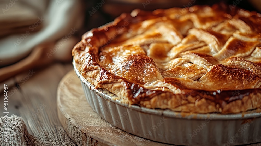 Golden Crust, Warm Glow: A Rustic Pie Close-Up Golden Crust, Warm Glow: A Rustic Pie Close-Up