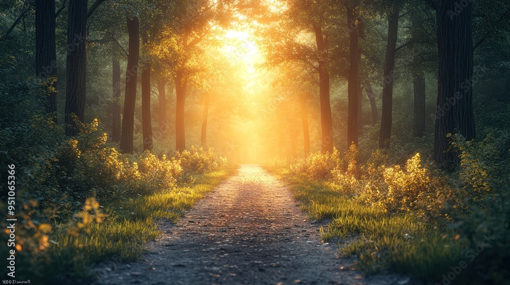 Sunlight Path Through Forest Sunlight Path Through Forest