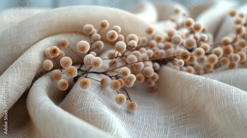 Hypoallergenic fabric. Hypoallergenic eco friendly linen and cotton fabric for tablecloths clothes home textiles bed linen. Textile concept. Fabric concept.