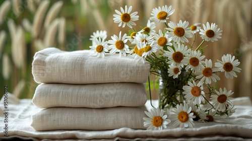 Hypoallergenic fabric. Hypoallergenic eco friendly linen and cotton fabric for tablecloths clothes home textiles bed linen. Textile concept. Fabric concept.