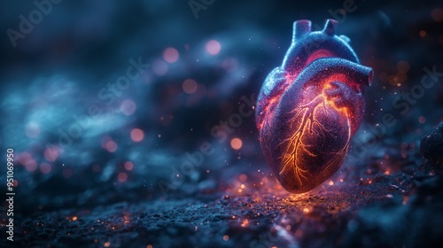 Heartbeat concept with life inside heart. Life glowing inside human heart, heart pulse concept. Heart concept. Life concept. Beat concept.