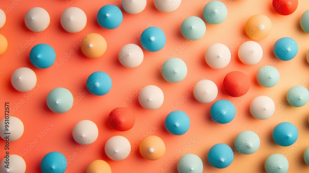 Colorful 3D spheres pattern on gradient background Colorful 3D spheres pattern on gradient background