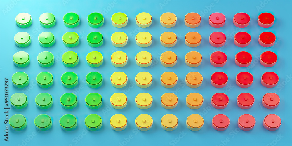 Customer Satisfaction Survey: A colorful, abstract heatmap of customer feedback responses, arranged in rows of green (satisfied), yellow (somewhat satisfied), and red (dissatisfied), on a cool blue Customer Satisfaction Survey: A colorful, abstract heatmap of customer feedback responses, arranged in rows of green (satisfied), yellow (somewhat satisfied), and red (dissatisfied), on a cool blue