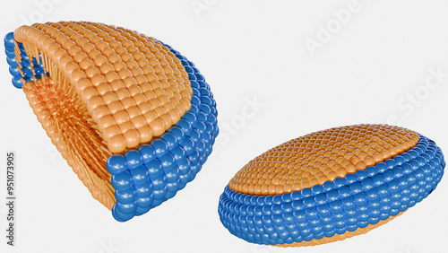 3d rendering of bicelles, they are disc-shaped lipid assemblies composed of two different types of lipids: one with a longer acyl chain and the other with a shorter acyl chain photo
