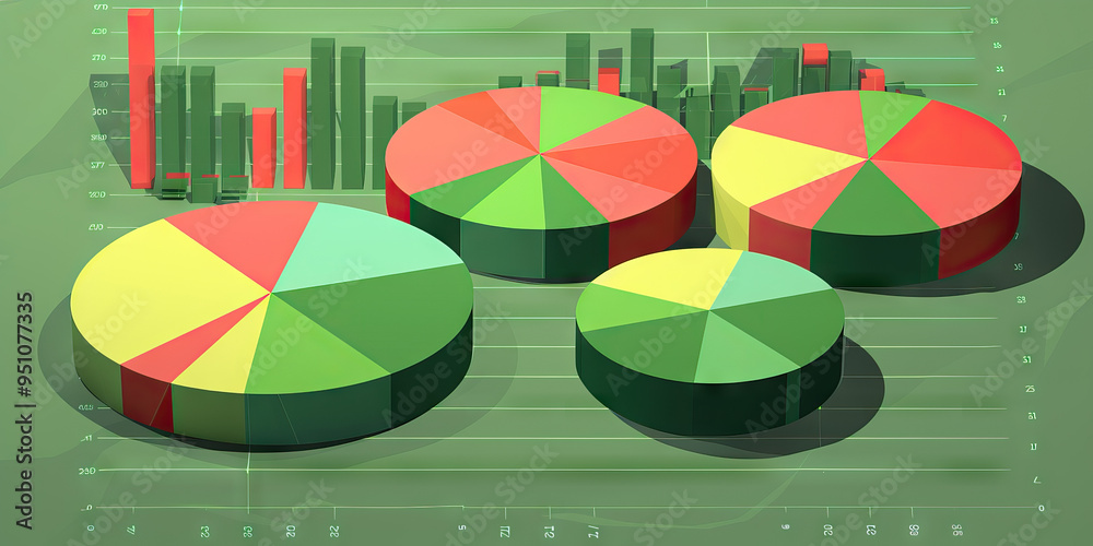 Financial Performance Dashboard: A series of pie charts in different ...