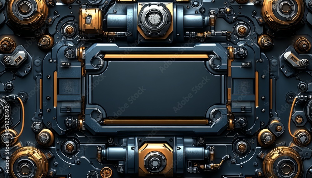 Metallic Panel with Gold Accents and a Rectangular Opening Metallic Panel with Gold Accents and a Rectangular Opening