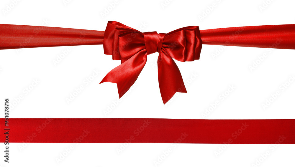 Red satin and bow on white background Red satin and bow on white background