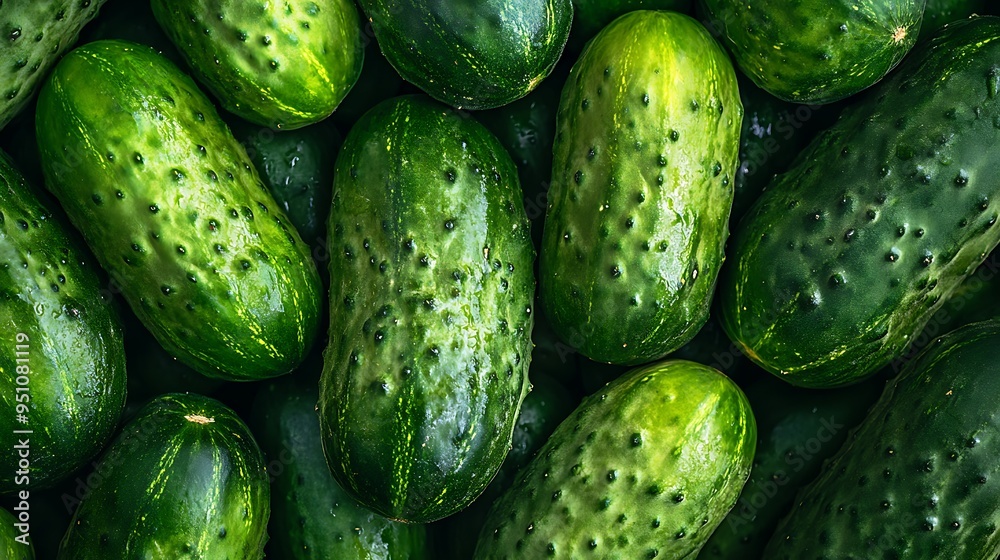Close-up of Fresh Green Cucumbers with Water Droplets Close-up of Fresh Green Cucumbers with Water Droplets