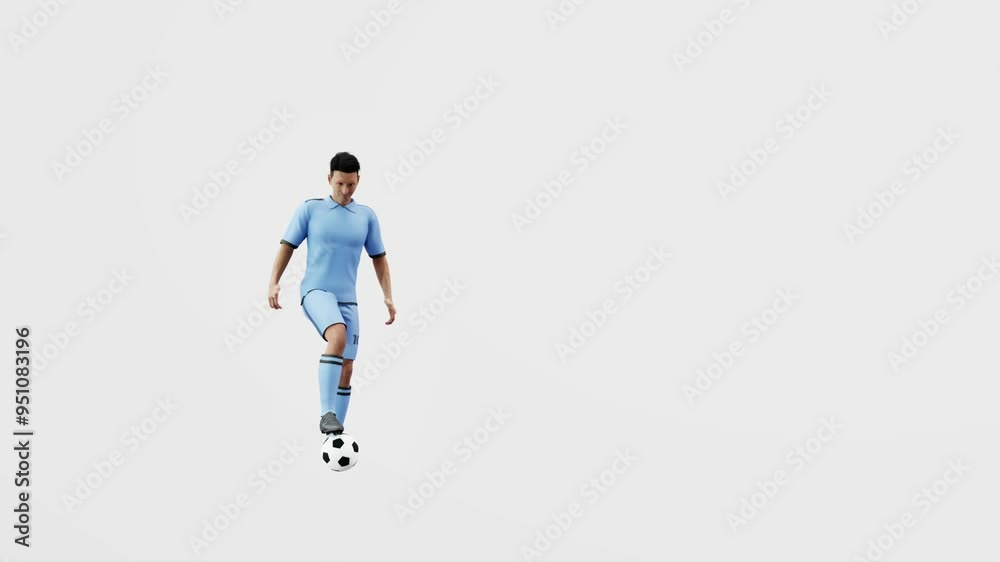 3D animation of a soccer player character warming up in place on a solid white background. Ideal for sports, training, and fitness-related content. 3D animation of a soccer player character warming up in place on a solid white background. Ideal for sports, training, and fitness-related content.