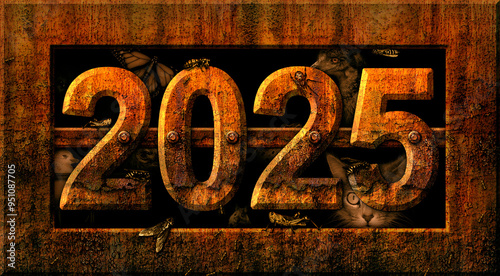 2025 Rusty Numbers Sign with Animals and Insects