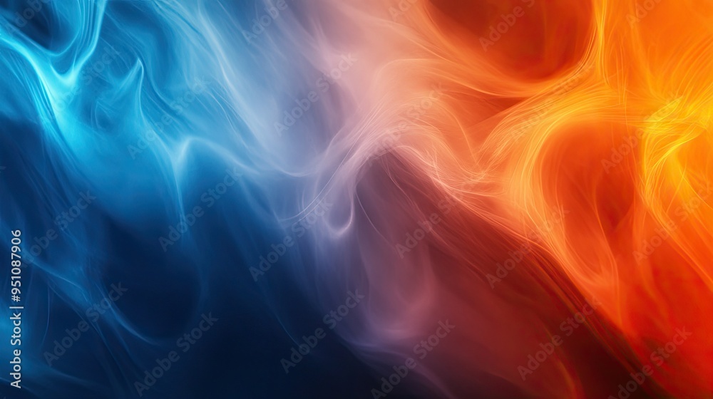 Fototapeta premium A gradient abstract background with soft transitions between cool blue and warm orange, creating a balanced and visually appealing design, ideal for versatile applications.