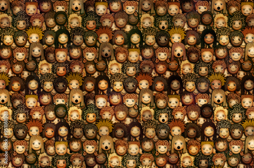Background Pattertn Faces of Ethnically Diverse Children