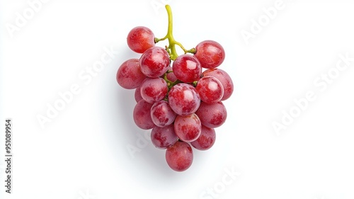 A bunch of red grapes are shown on a white background