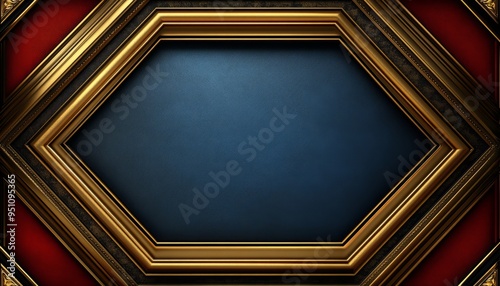 Gold and Black Frame Surrounding a Blue Octagon