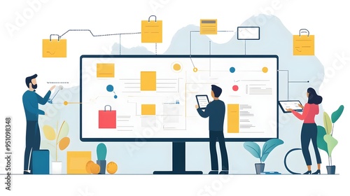 Minimalist and clean infographic design visualizing the key stages of the Agile software development methodology including backlog refinement sprint planning and retrospectives