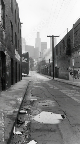 Black and White Alleyway in Downtown Los Angeles