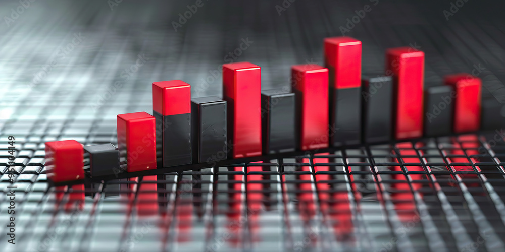 Red Block Bar Graph Product Analysis: Red and Black Bar Graph on a Metal Sheet Stock ...
