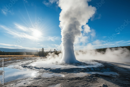 Spectacular Geysers Erupting in a National Park photo