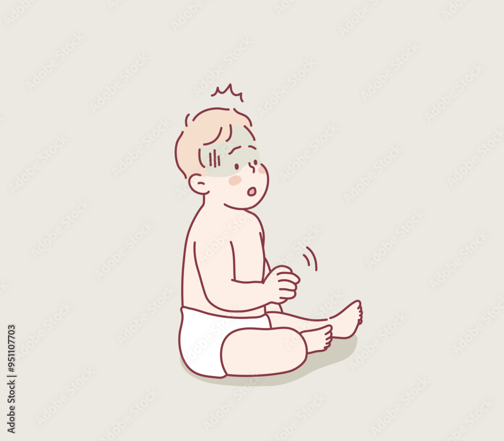a surprised and panicked baby. Hand drawn style vector design illustrations. a surprised and panicked baby. Hand drawn style vector design illustrations.