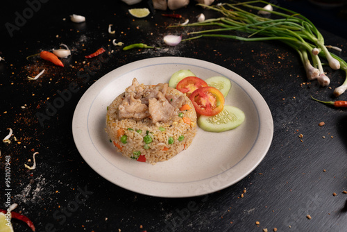 Perfectly cooked pork fried rice – a satisfying meal that's both filling and flavorful. photo