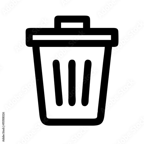 Trash Can Icon: A simple yet effective line art icon depicting a trash can, ideal for representing deletion, waste disposal, or recycling concepts.