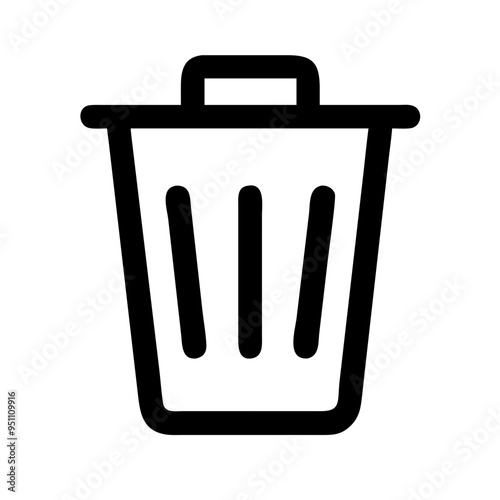 An essential set of delete and trash bin icons featuring simple yet effective designs for indicating deletion actions. Icons include variations like trash cans with and without lids, crumpled papers, 