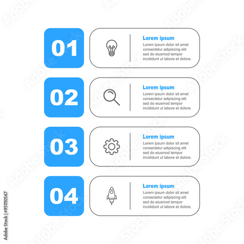 Four Step Infographic Label Design Vector template with line icons. Process steps diagram, presentation, workflow layout, banner, flow chart, info graphic vector illustration.