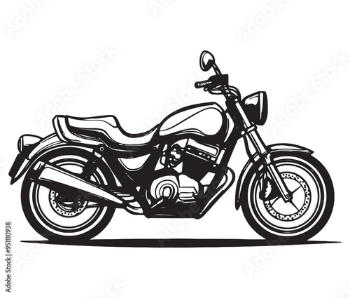 Black and white coloring book motorcycle isolated on white background
