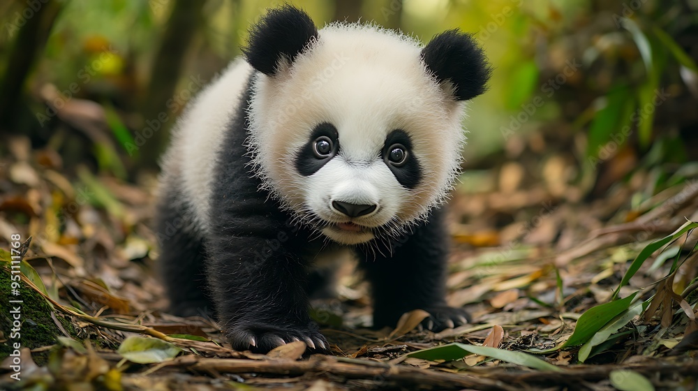 Curious Giant Panda Cub: Future Conservation Ambassador Exploring Its Habitat Curious Giant Panda Cub: Future Conservation Ambassador Exploring Its Habitat