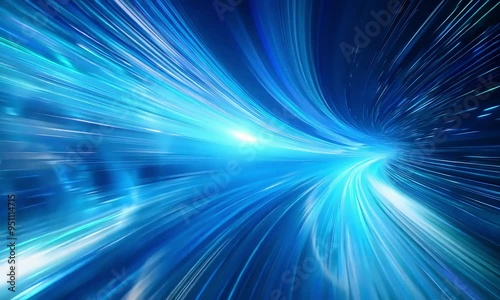 A mesmerizing blue light speed tunnel, representing fast travel through space and time