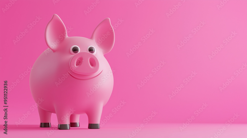ピンク色のかわいい豚の貯金箱を3Dでリアルに描いたAI生成画像 ピンク色のかわいい豚の貯金箱を3Dでリアルに描いたAI生成画像
